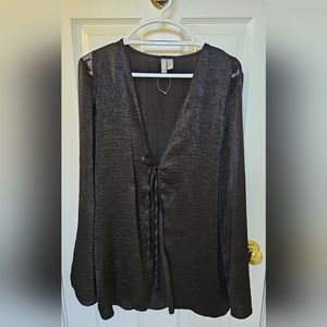 ASOS size 10 black tie front cardigan with lace inlets